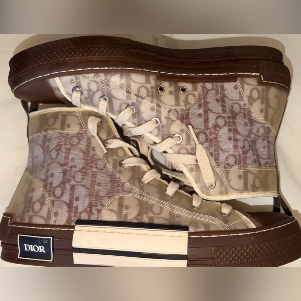 Dior B23 Oblique High-Top Sneakers – Brown/Beige Monogram